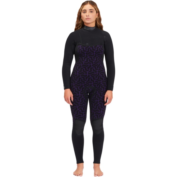 2026 Billabong Mujer Furnace Natural 4/3mm Chest Zip Neopreno ABJW100215 - Black Tiki